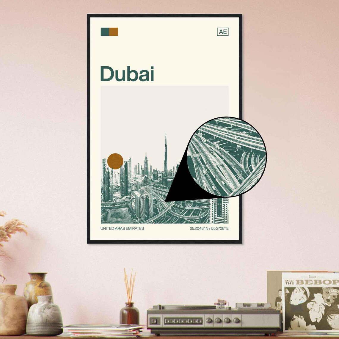 Dubai UAE Burj Khalifa City Skyline Minimalist Travel Art Poster - Image 4