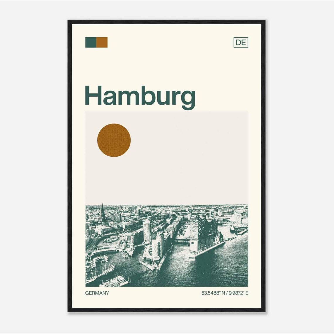 Hamburg Germany Minimalist Monochrome Travel Poster