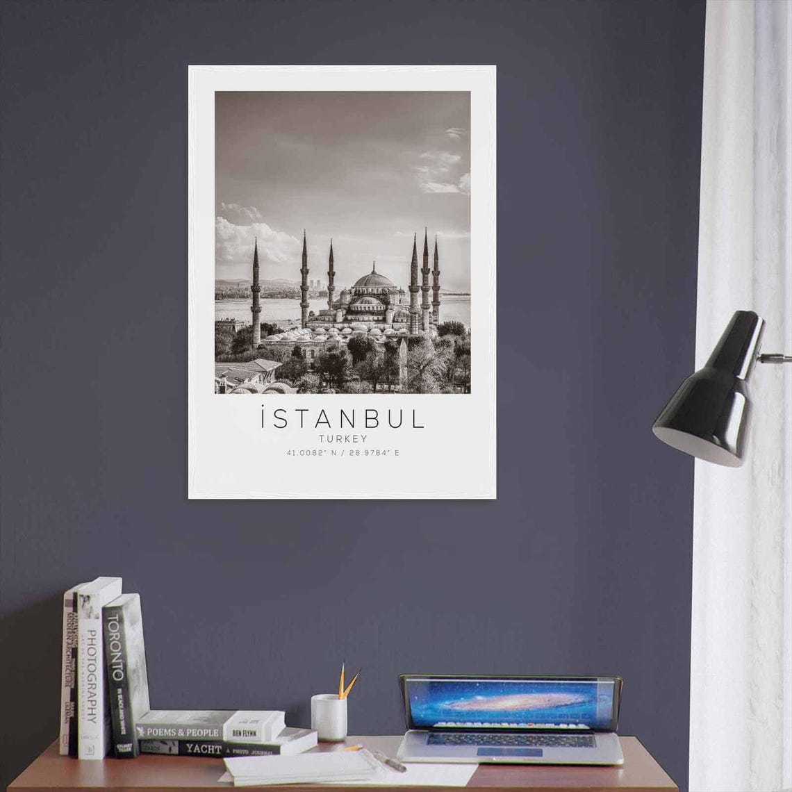 Istanbul Turkey Blue Mosque Minarets Black and White Travel Poster - Image 3