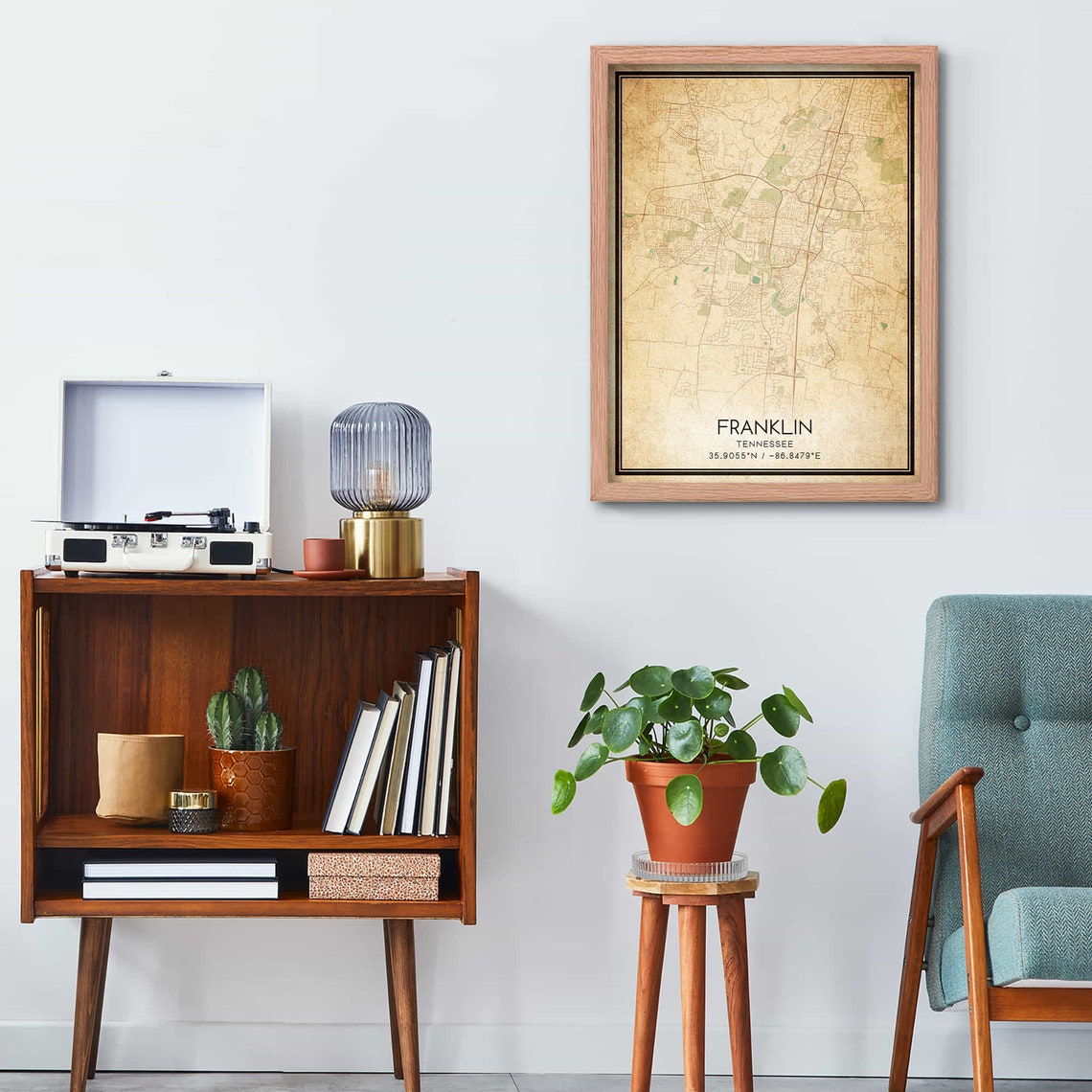 Franklin Tennessee Vintage City Street Map Home Decor Poster - Image 4