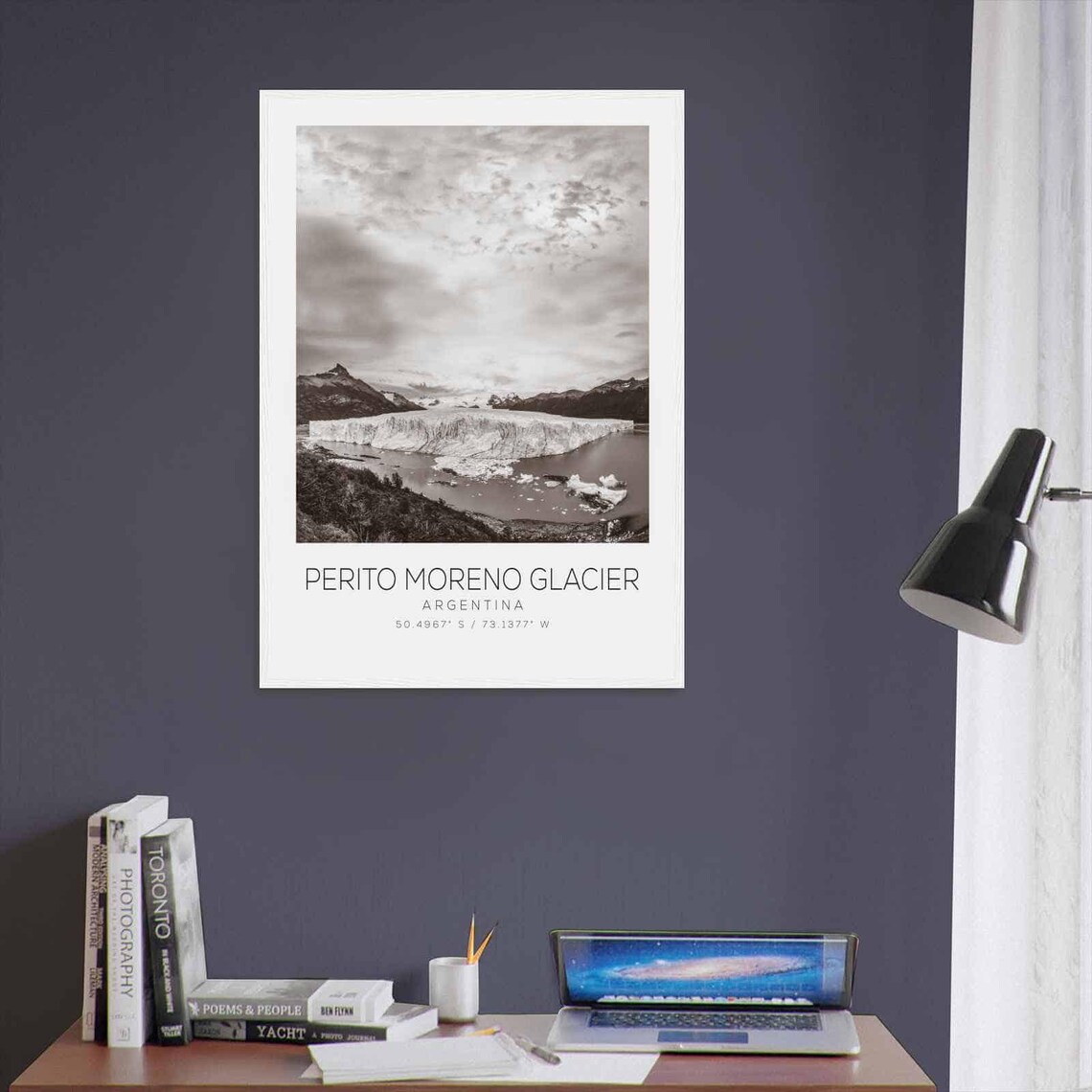 Perito Moreno Glacier Argentina Icefield Black White Photo Poster - Image 3