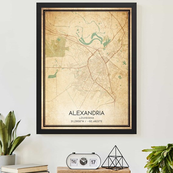 Alexandria Louisiana Vintage Map Poster Sepia Street Map Decor