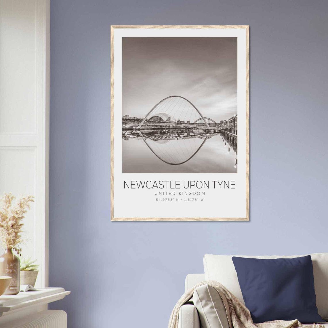 Newcastle Upon Tyne Millennium Bridge River Black White Photo Poster - Image 2