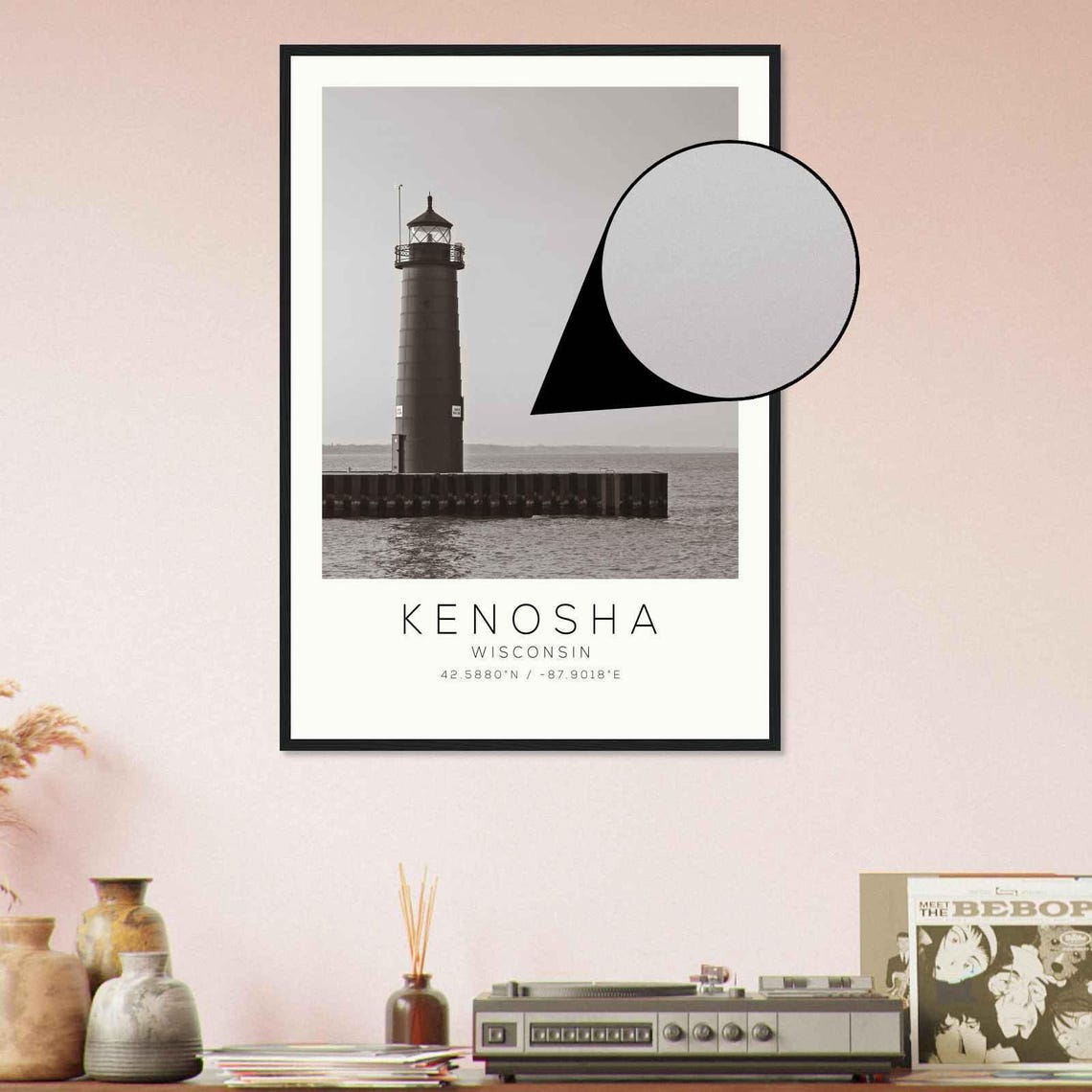 Kenosha Wisconsin Harbor Lighthouse Lake Michigan Photo Poster - Image 4