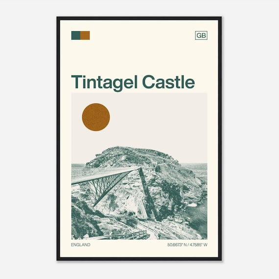 Tintagel Castle England Sea Cliffs Bridge Minimalist Travel Poster