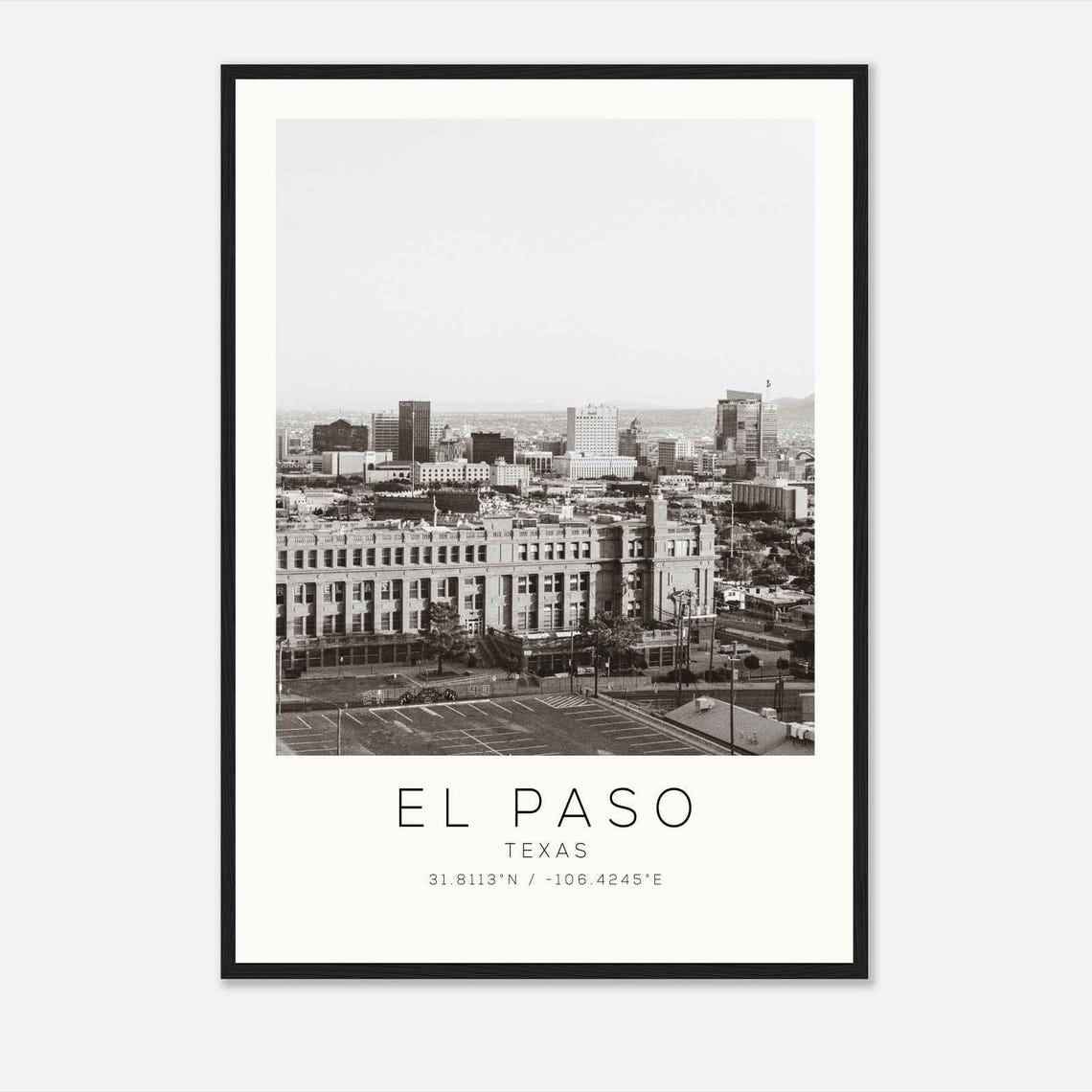 El Paso Texas Downtown Skyline Desert Cityscape Photo Poster