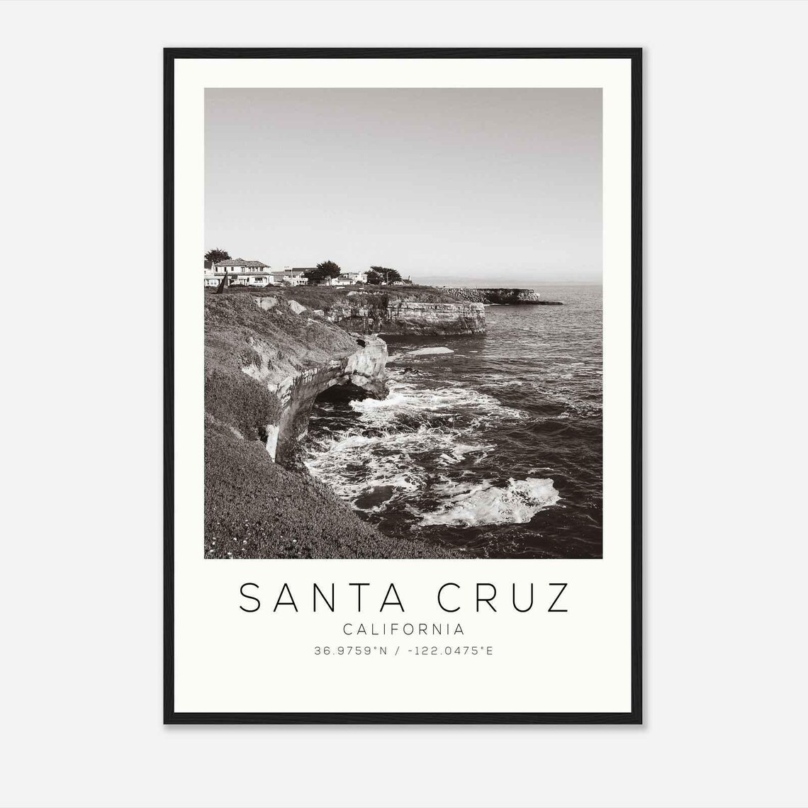 Santa Cruz California Coastal Bluff Homes Minimalist Photo Poster
