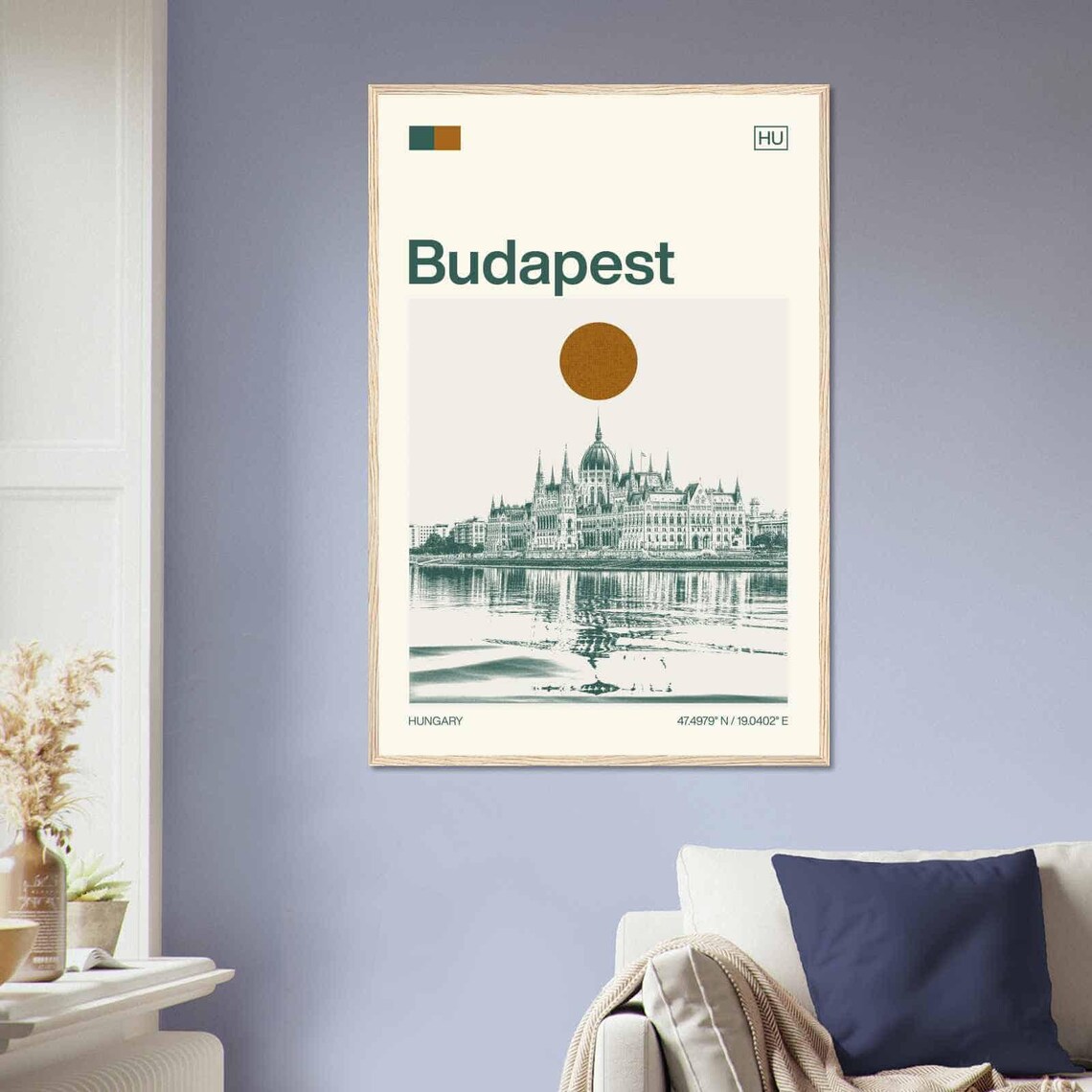 Budapest Hungary Parliament Building Reflection View Travel Poster - Image 2