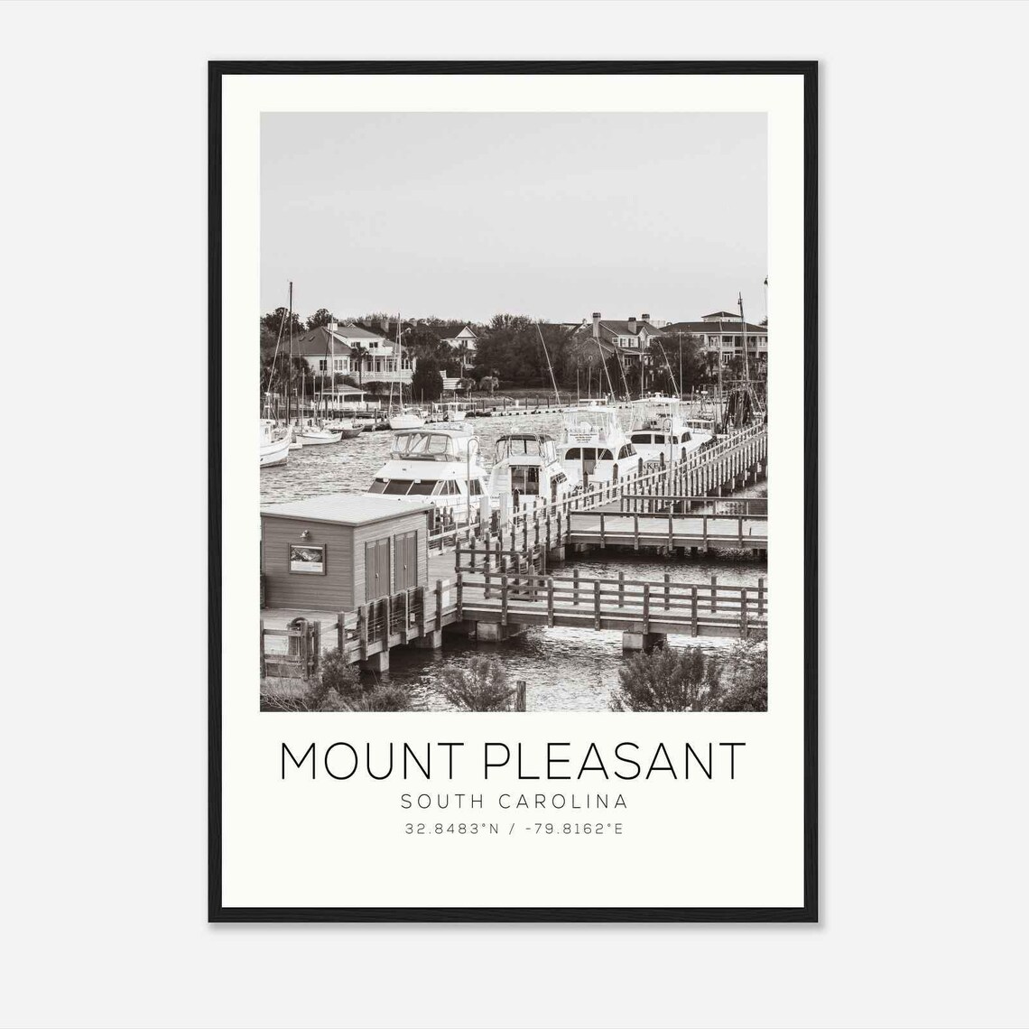 Mount Pleasant South Carolina Waterfront Marina Travel Poster