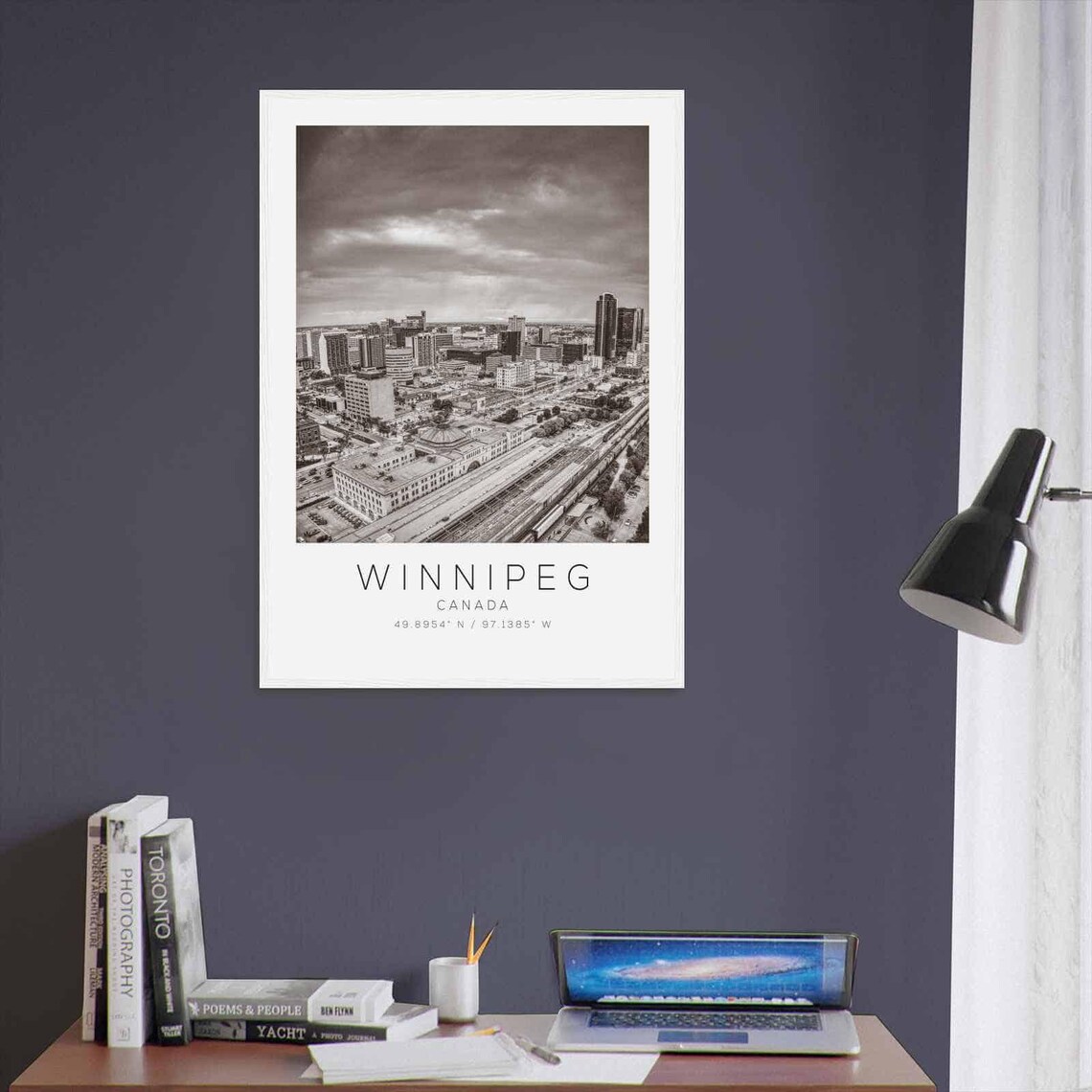 Winnipeg Canada Downtown Aerial Cityscape Black White Photo Poster - Image 3