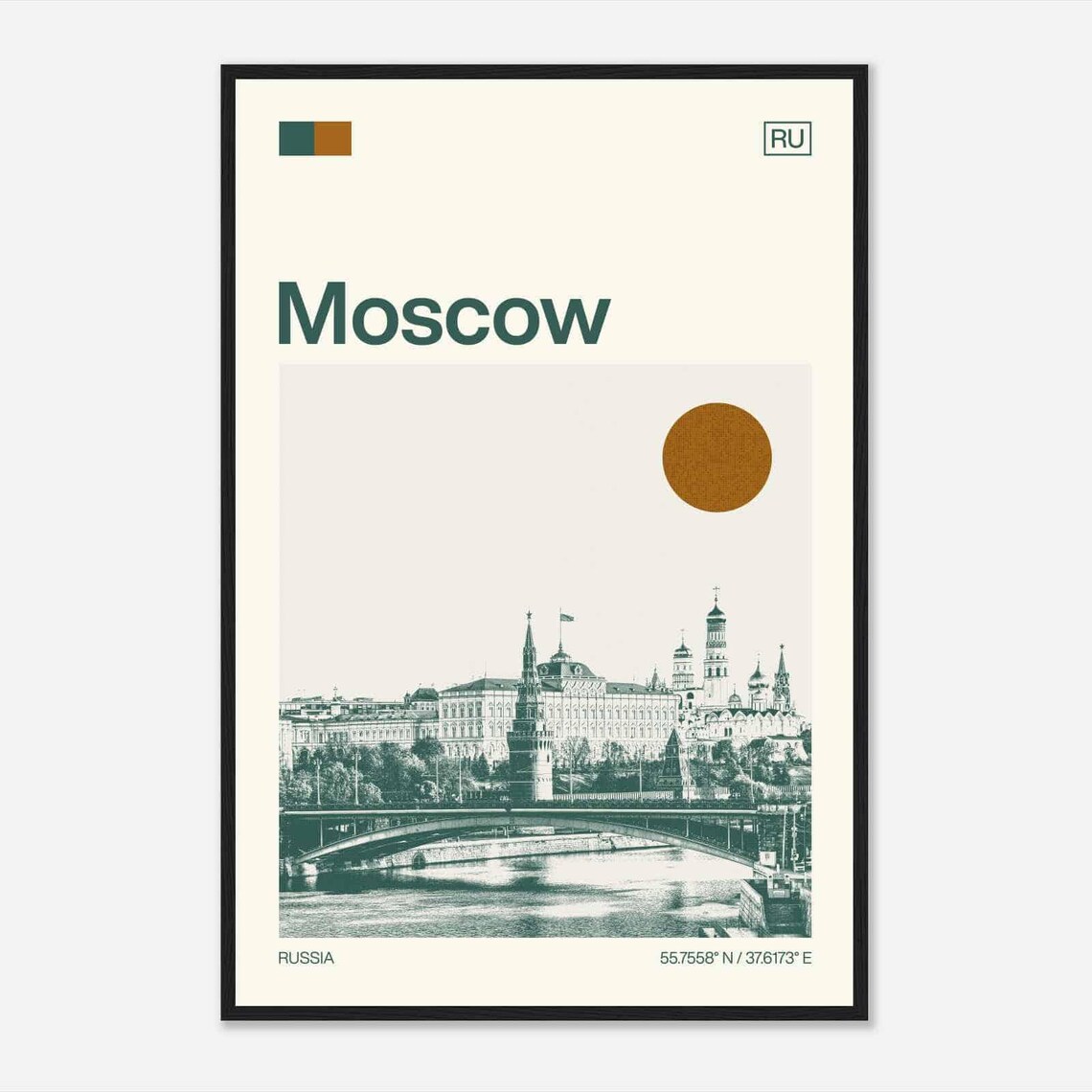 Moscow Russia Minimalist Travel Poster, Monochrome