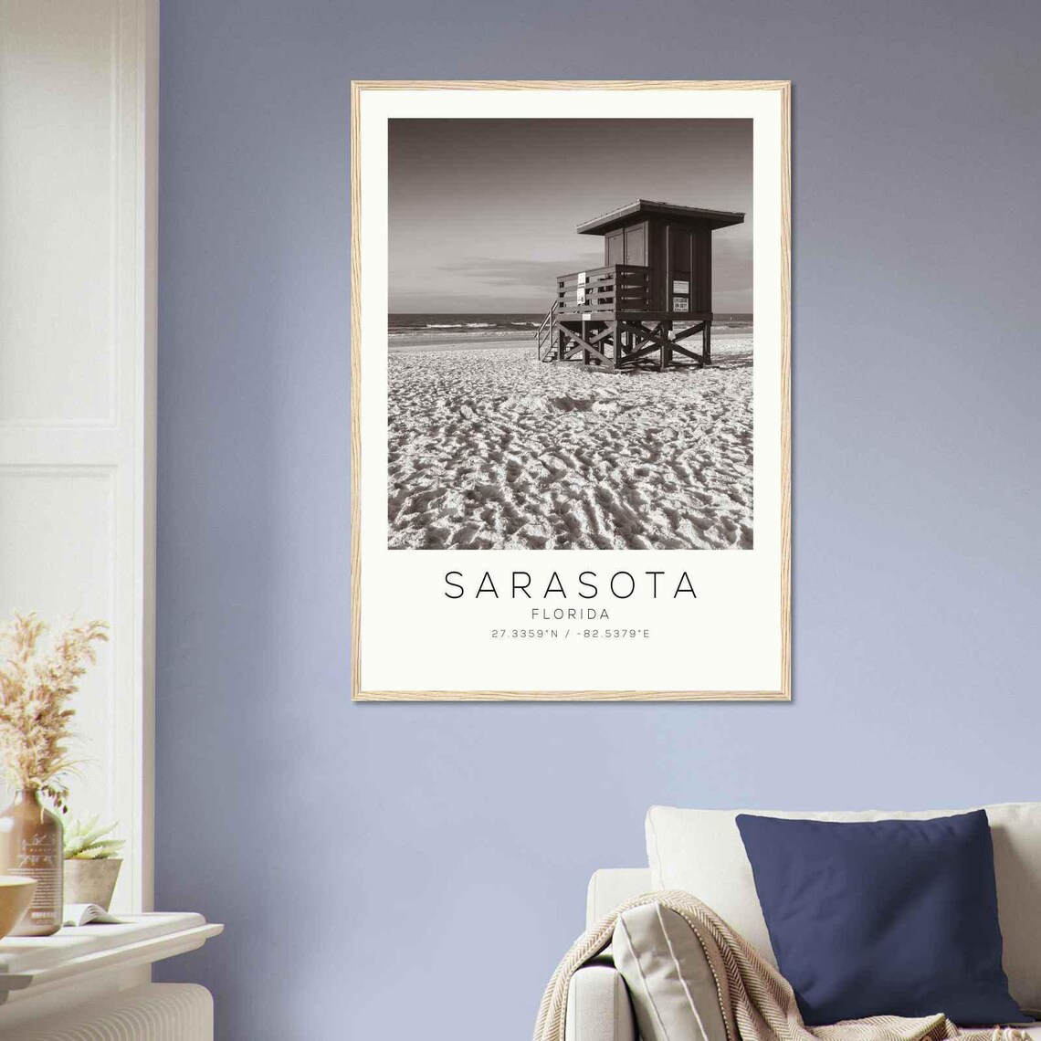 Sarasota Florida Lifeguard Tower Beach Sand Minimalist Photo Poster - Image 2