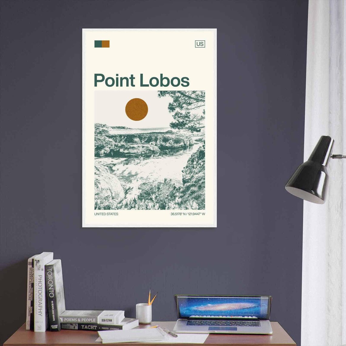 Point Lobos California Rocky Coast Cypress Minimalist Travel Poster - Image 3