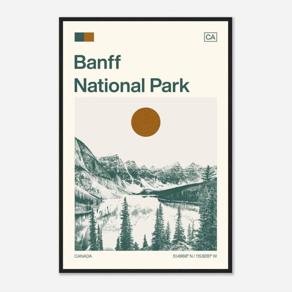 Banff National Park Minimalist Monochrome Travel Poster
