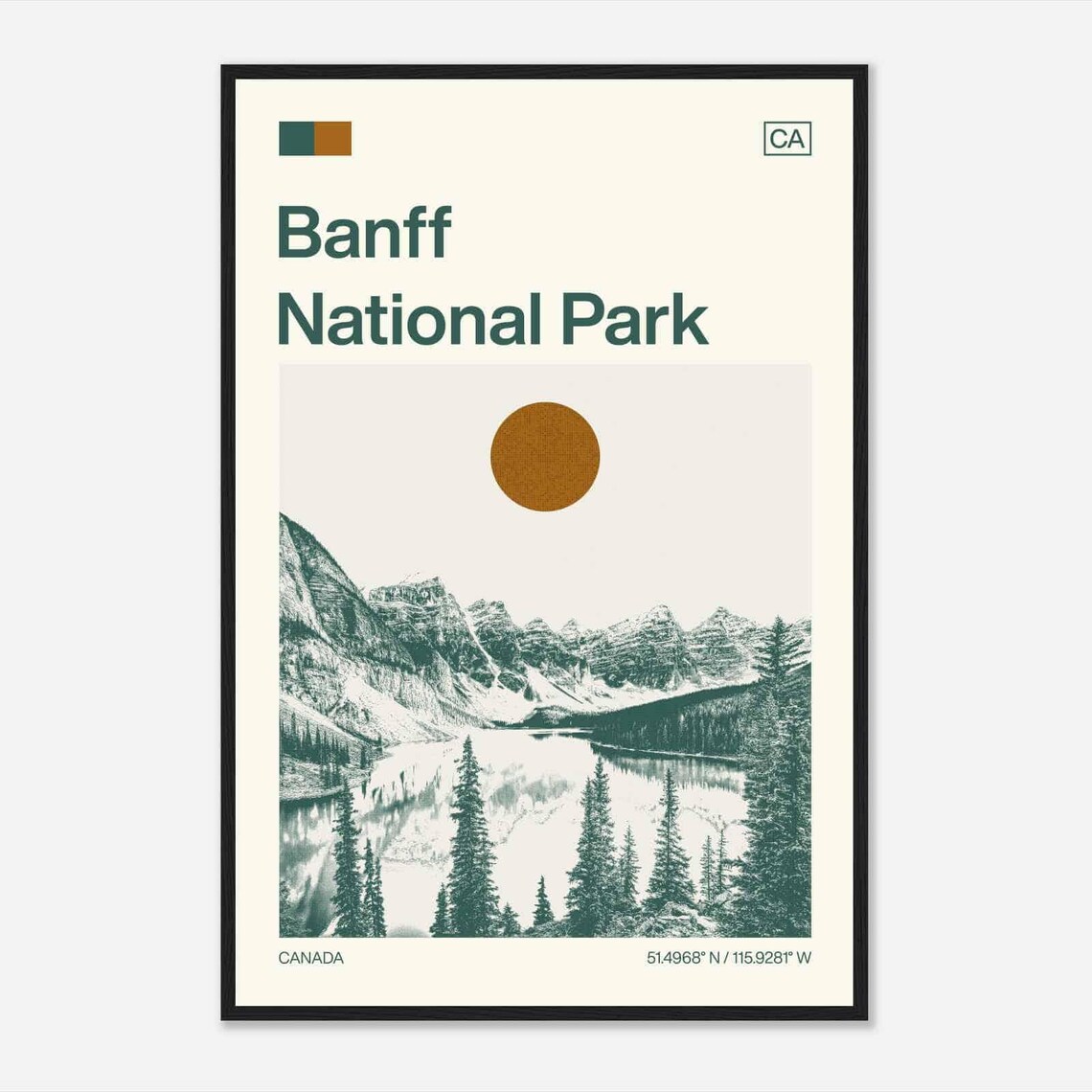 Banff National Park Minimalist Monochrome Travel Poster