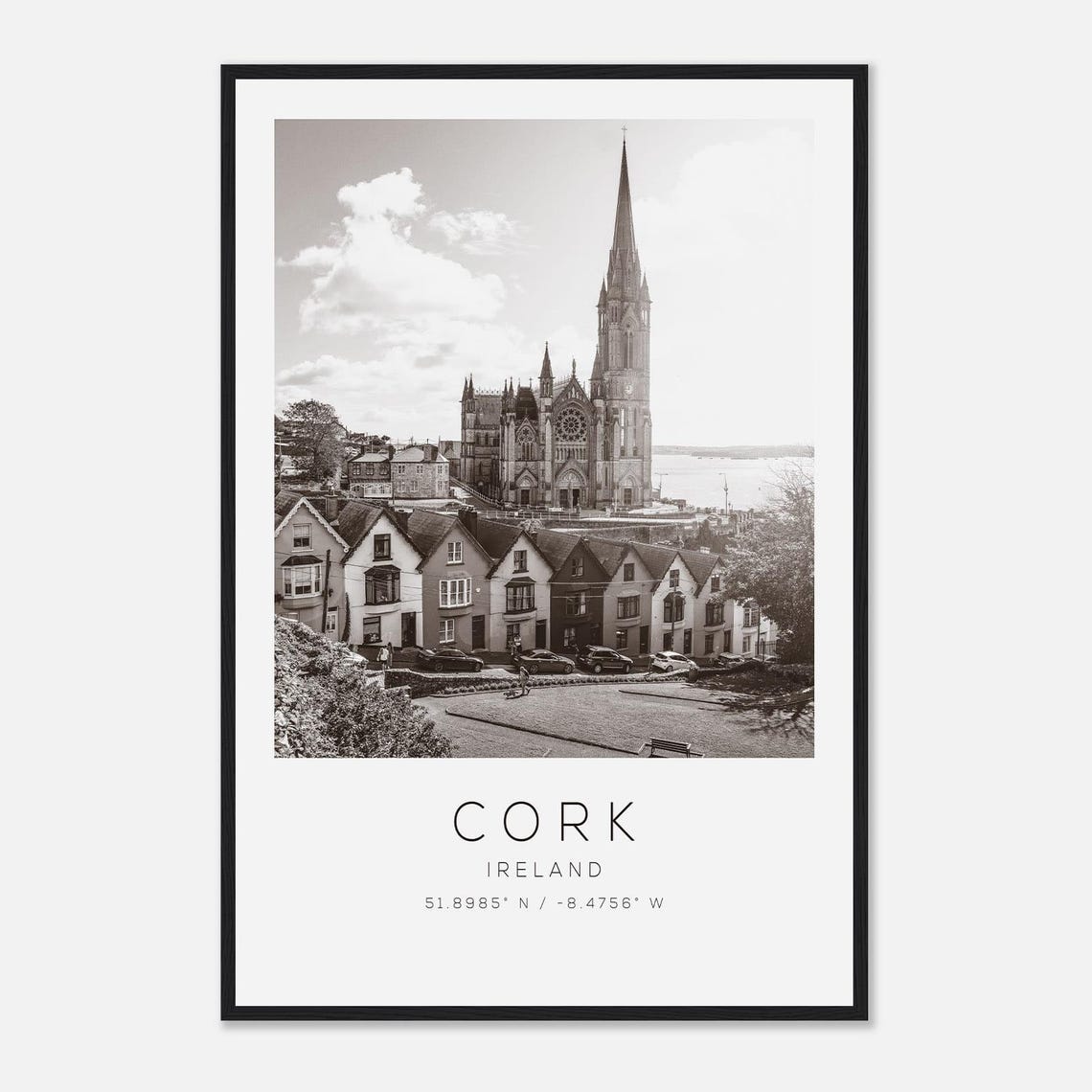 Cork Ireland Travel Photo Poster Bw Print Minimalist