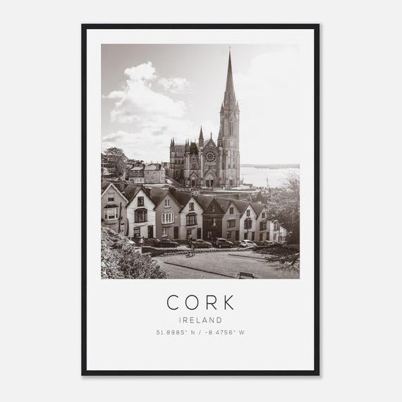 Cork Ireland Travel Photo Poster Bw Print Minimalist