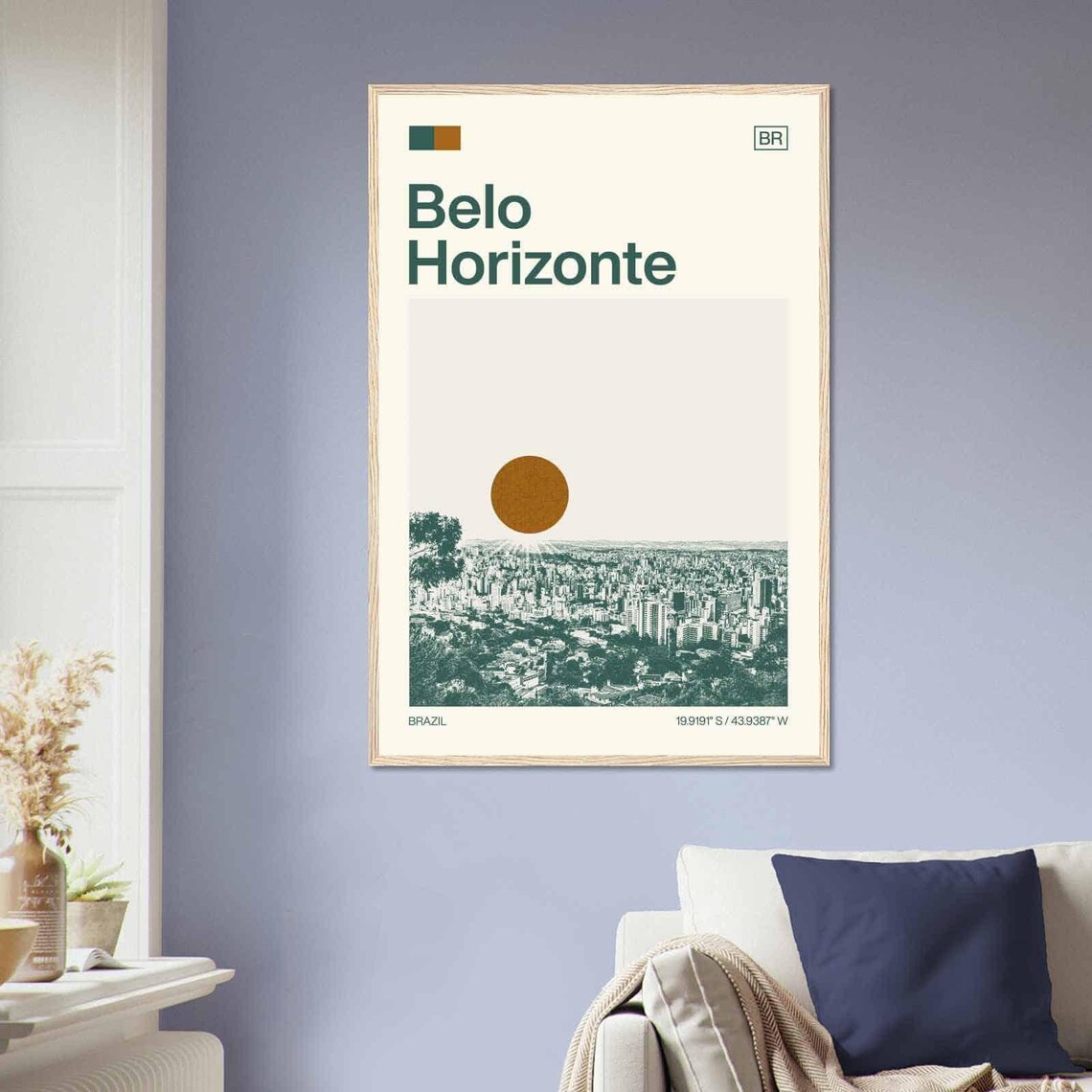 Belo Horizonte Brazil City Sunset Vintage Style Travel Poster - Image 2