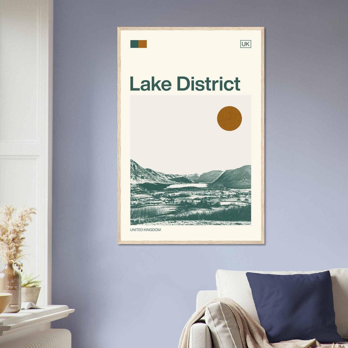 Lake District England Mountain Lake Valley Fells Duotone Travel Poster - Image 2