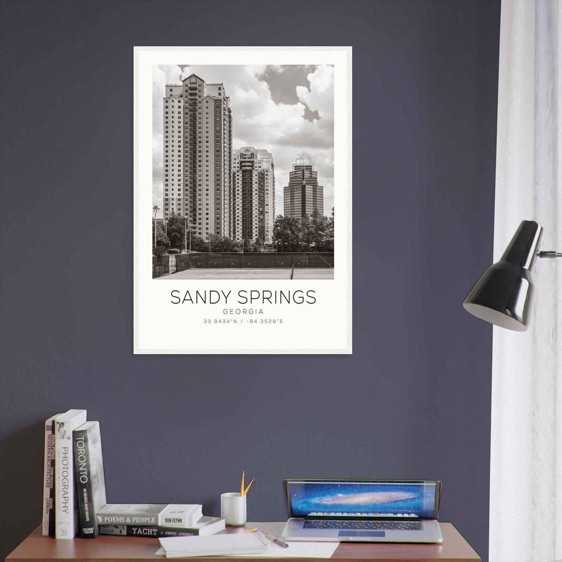 Sandy Springs Georgia Towers Tennis Courts Monochrome Poster - Image 3