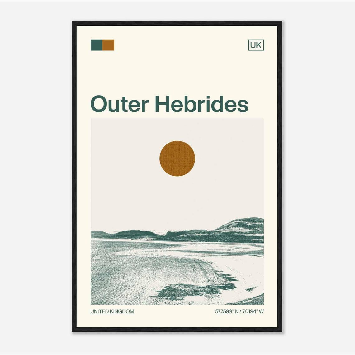 Outer Hebrides Scotland Sandy Beach Bay Minimalist Travel Poster