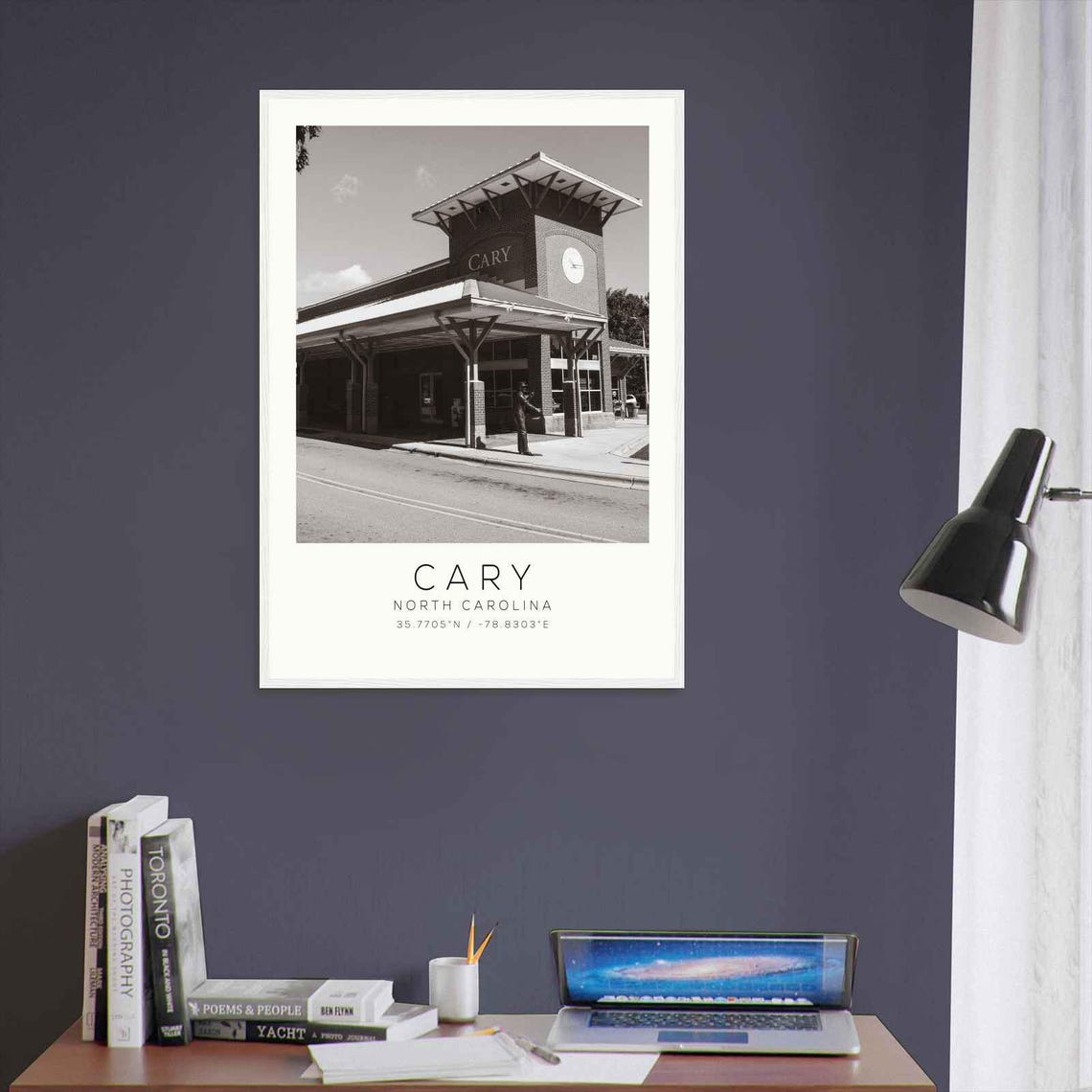 Cary North Carolina Historic Train Station Clock Tower Poster - Image 3
