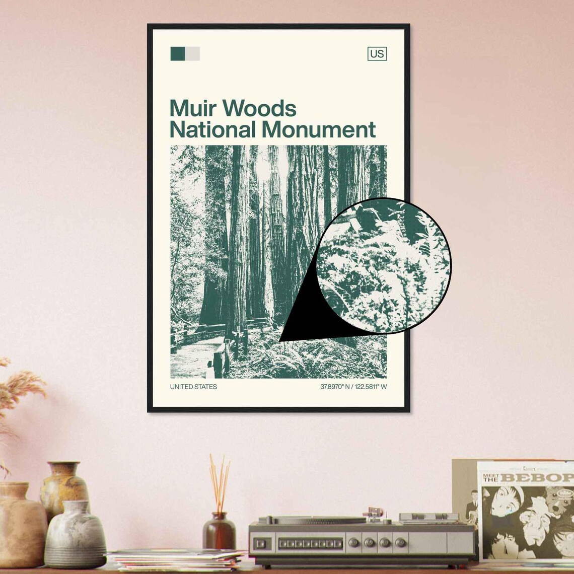 Muir Woods California Redwood Forest Minimalist Travel Poster - Image 4