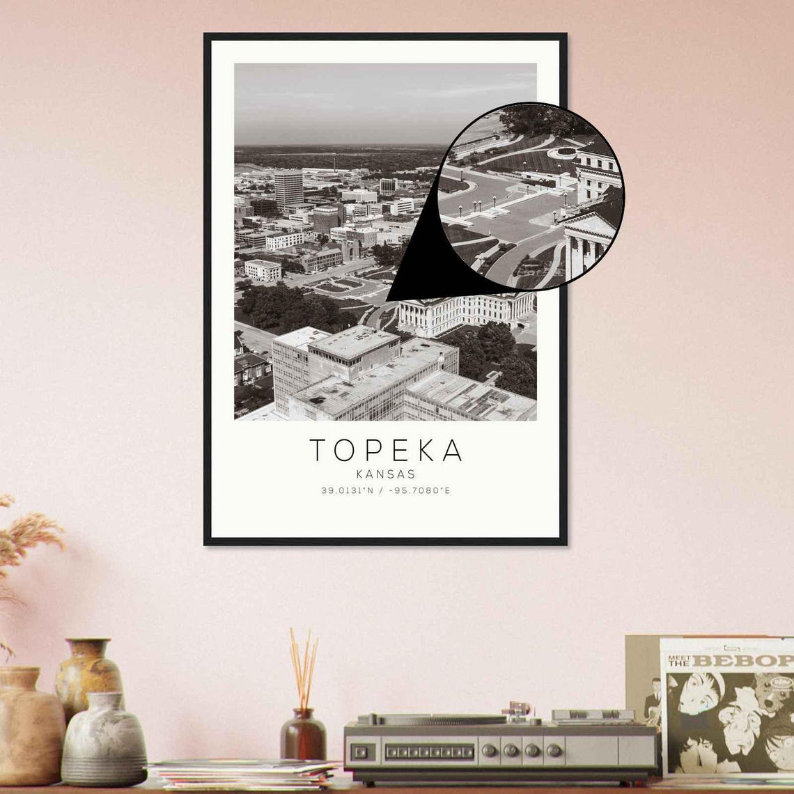 Topeka Kansas Capitol Skyline Aerial Minimalist Photo Poster - Image 4