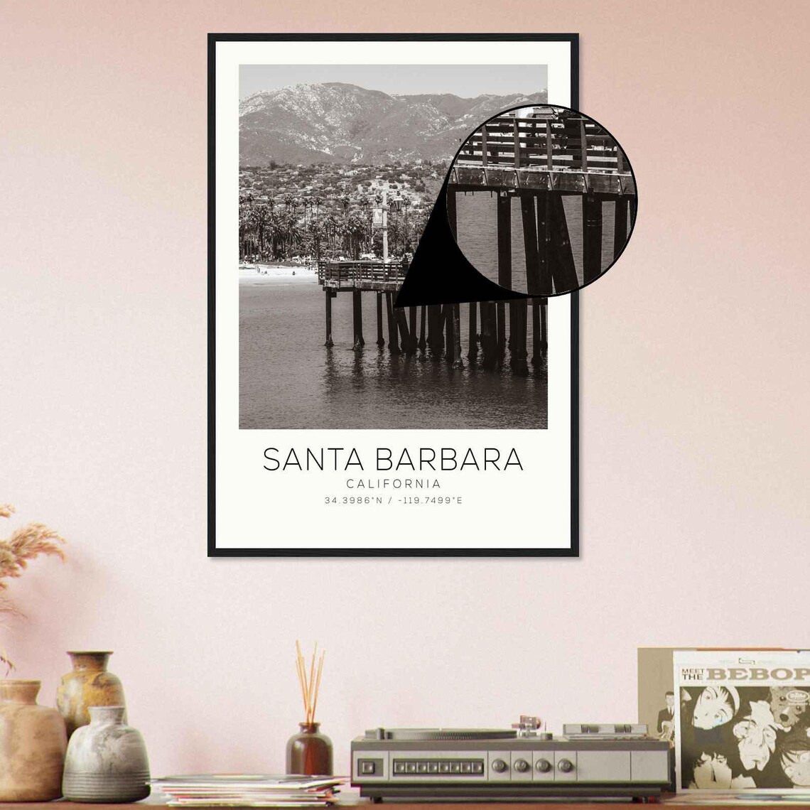 Santa Barbara California Wooden Pier Mountain View Photo Poster - Image 4