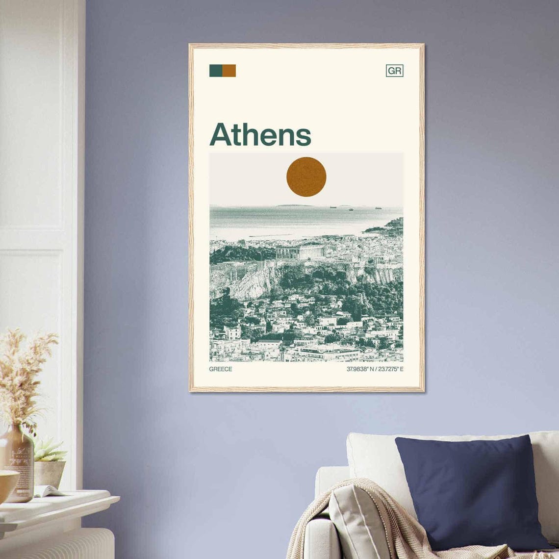 Athens Greece Acropolis Hill and Parthenon Duotone Travel Poster - Image 2