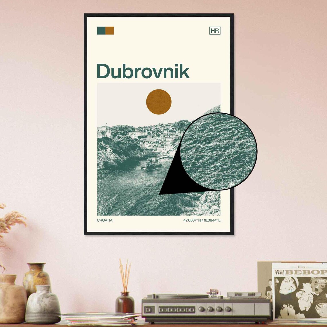 Dubrovnik Croatia Old Town Walls Adriatic Sea View Travel Poster - Image 4