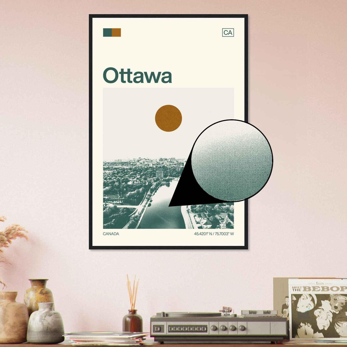 Ottawa Canada Capital City River Aerial Minimalist Travel Poster - Image 4