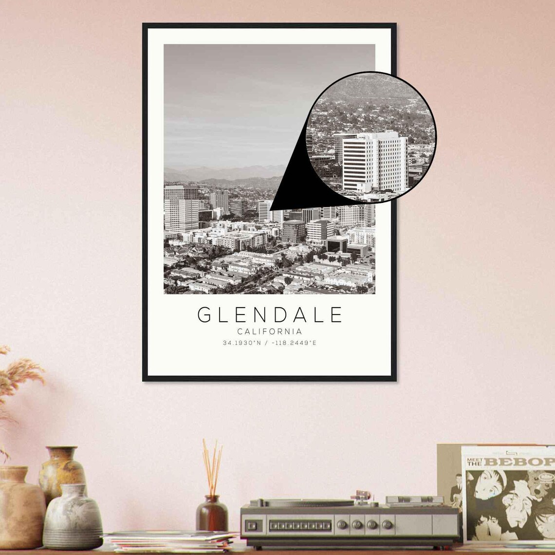 Glendale California Downtown Aerial City View Mountains Photo Poster - Image 4