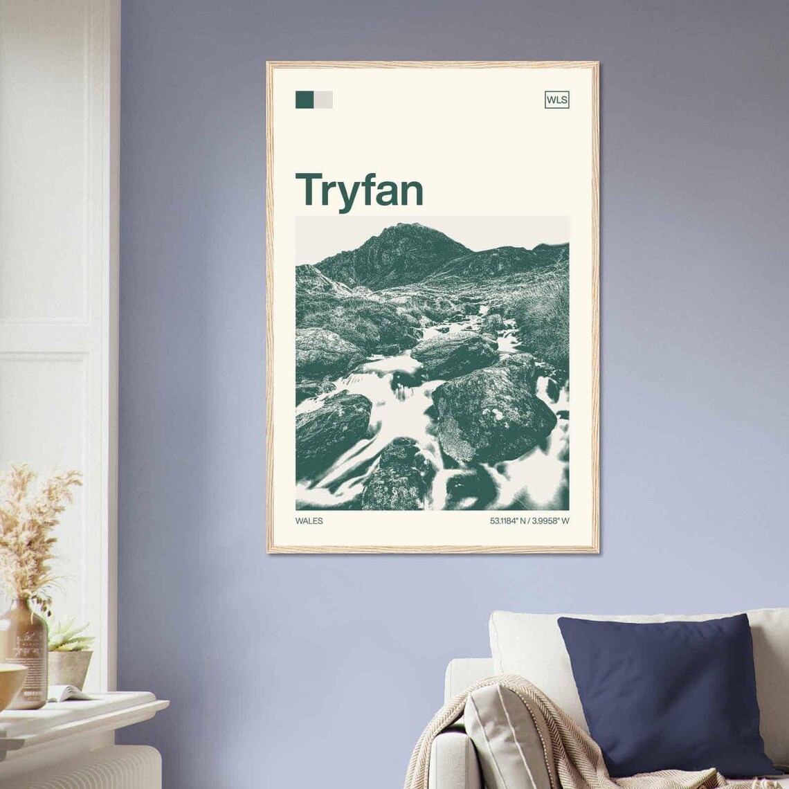 Tryfan Wales Mountain Stream Duotone Minimalist Travel Poster - Image 2