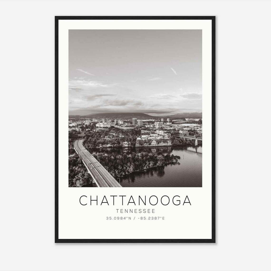 Chattanooga Tennessee River Bridge Aerial Mountain View Poster