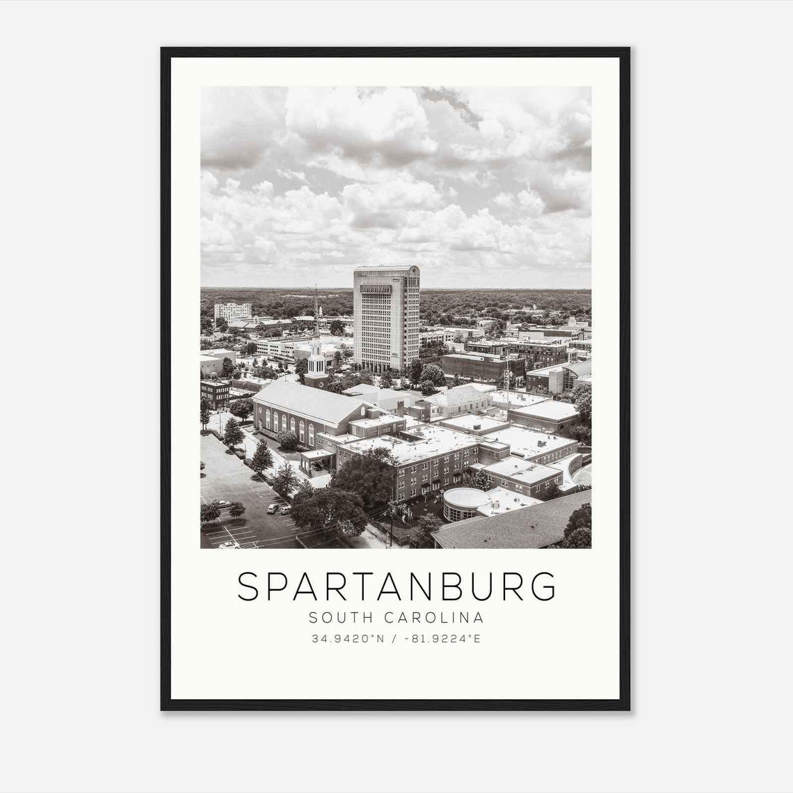 Spartanburg South Carolina Photo Travel Poster Spartanburg Travel Print Minimalist Travel Print
