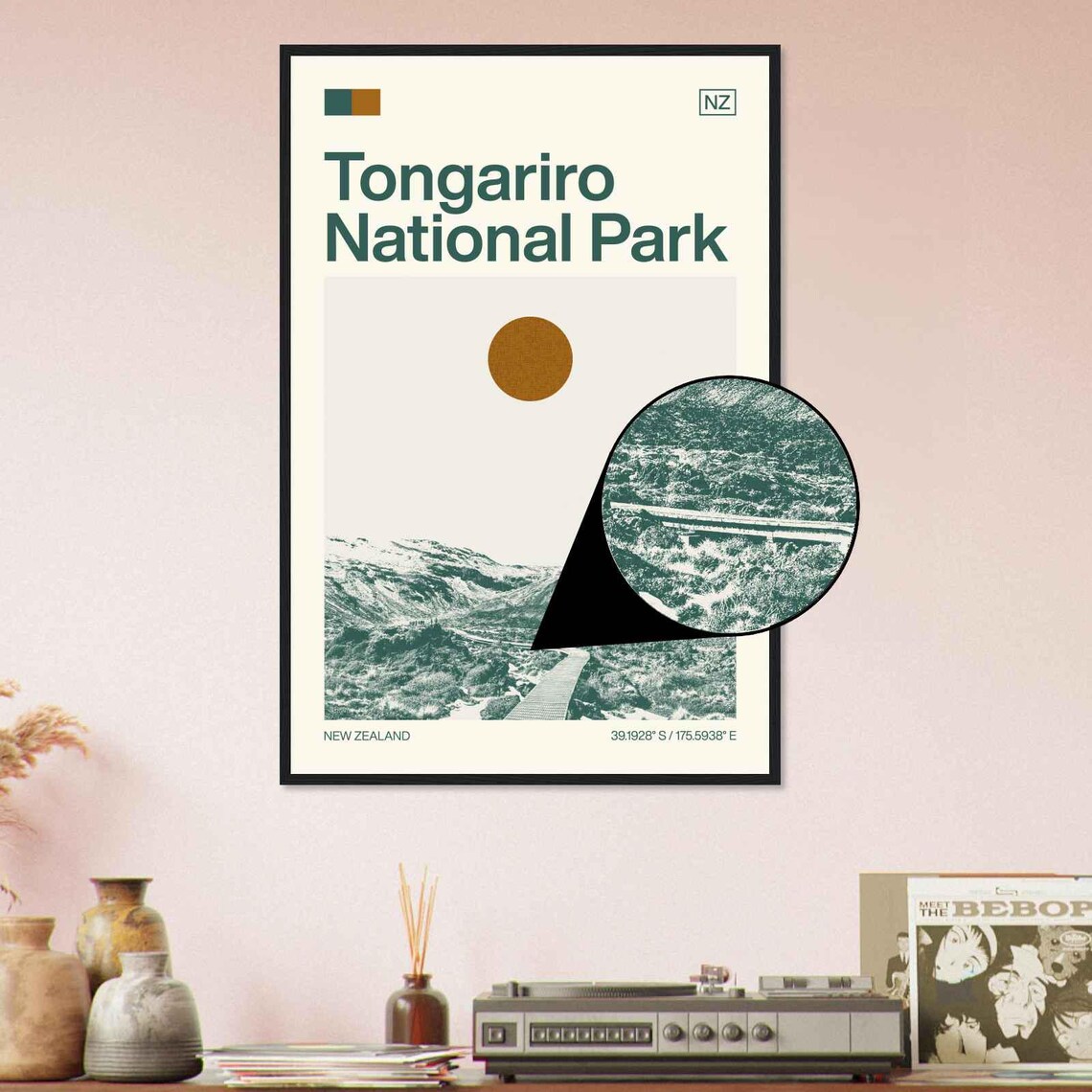 Tongariro National Park New Zealand Peaks Trail Vintage Poster - Image 4