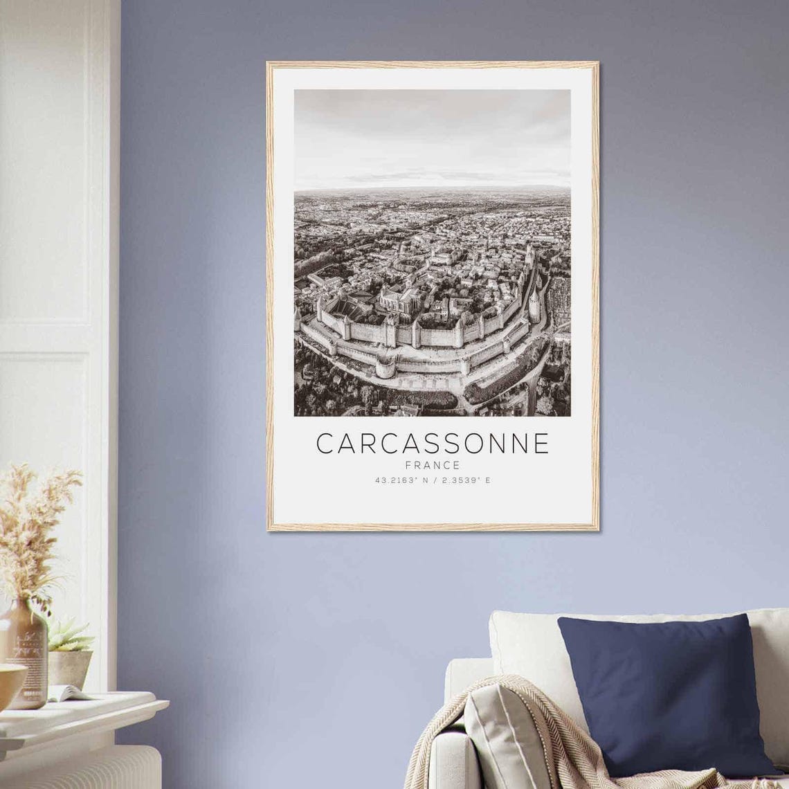 Carcassonne France Travel Photo Poster Bw Carcassonne Travel Print Minimalist Travel Poster Print - Image 2