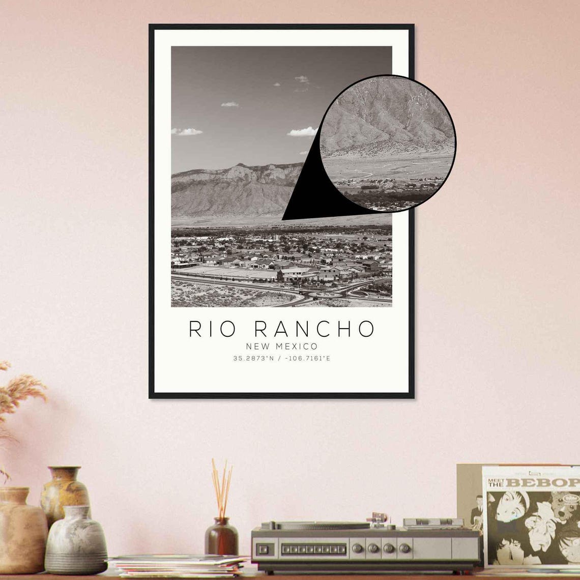 Rio Rancho New Mexico Sandia Mountains Black and White Photo Poster - Image 4