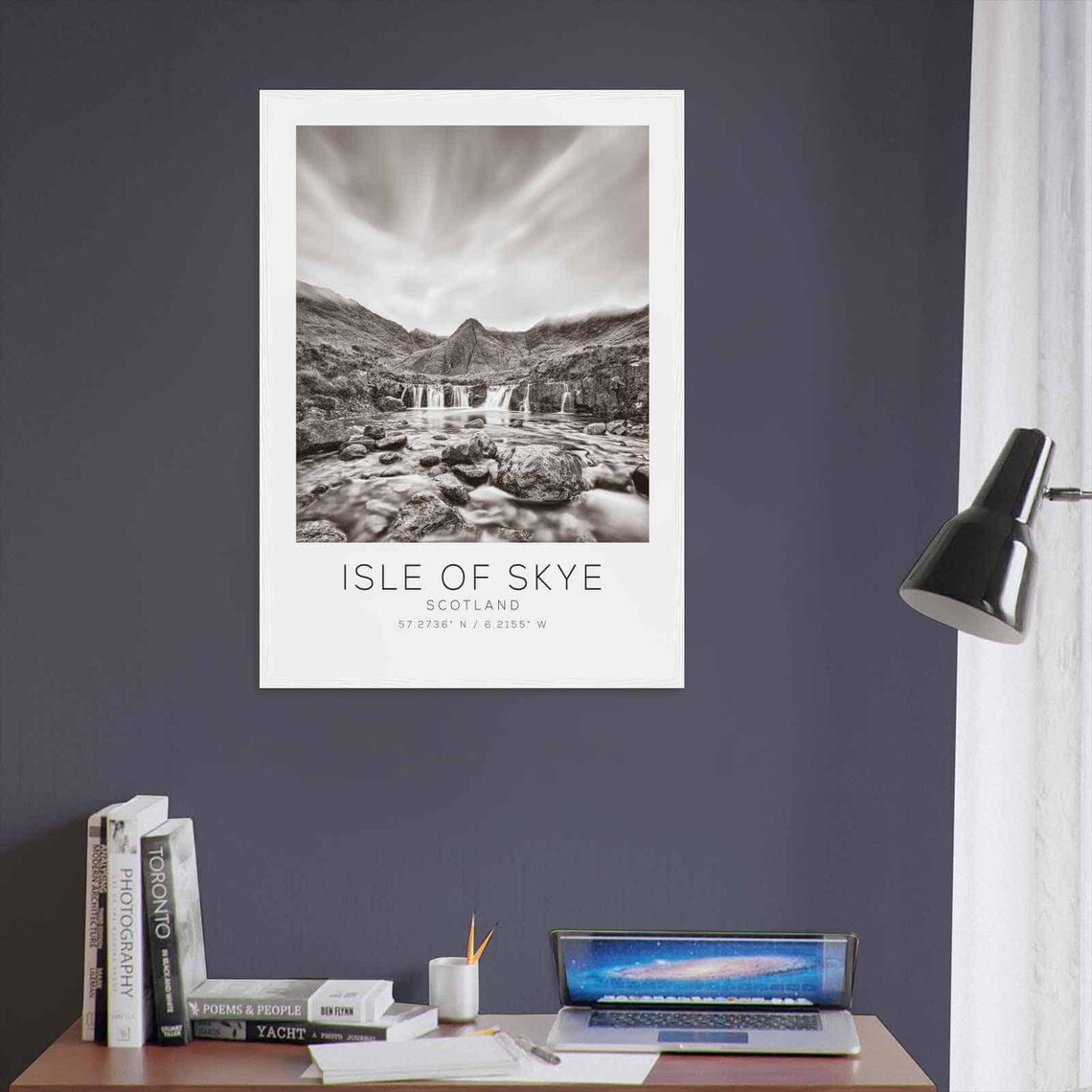 Isle of Skye Scotland Highland Waterfall Black and White Travel Poster - Image 3