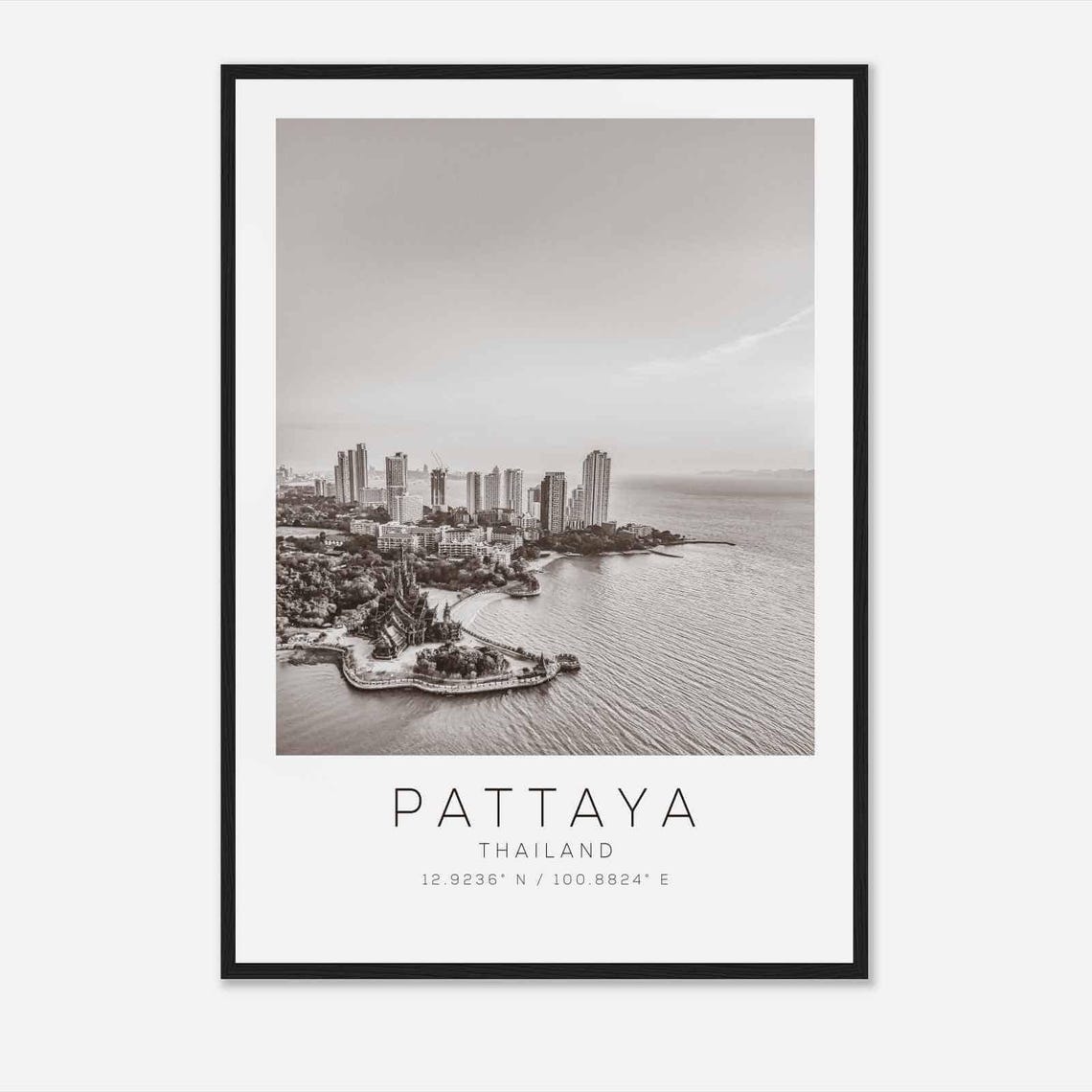 Pattaya Thailand Travel Photo Poster Bw Pattaya Travel Print Minimalist Travel Poster Print