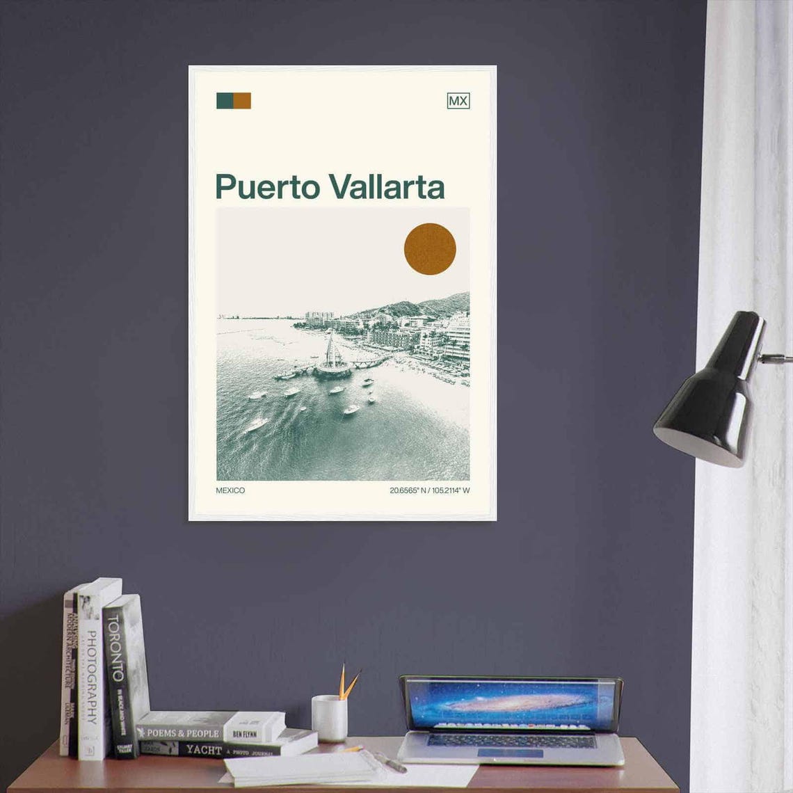 Puerto Vallarta Mexico Minimalist Monochrome Travel Photo Poster - Image 3