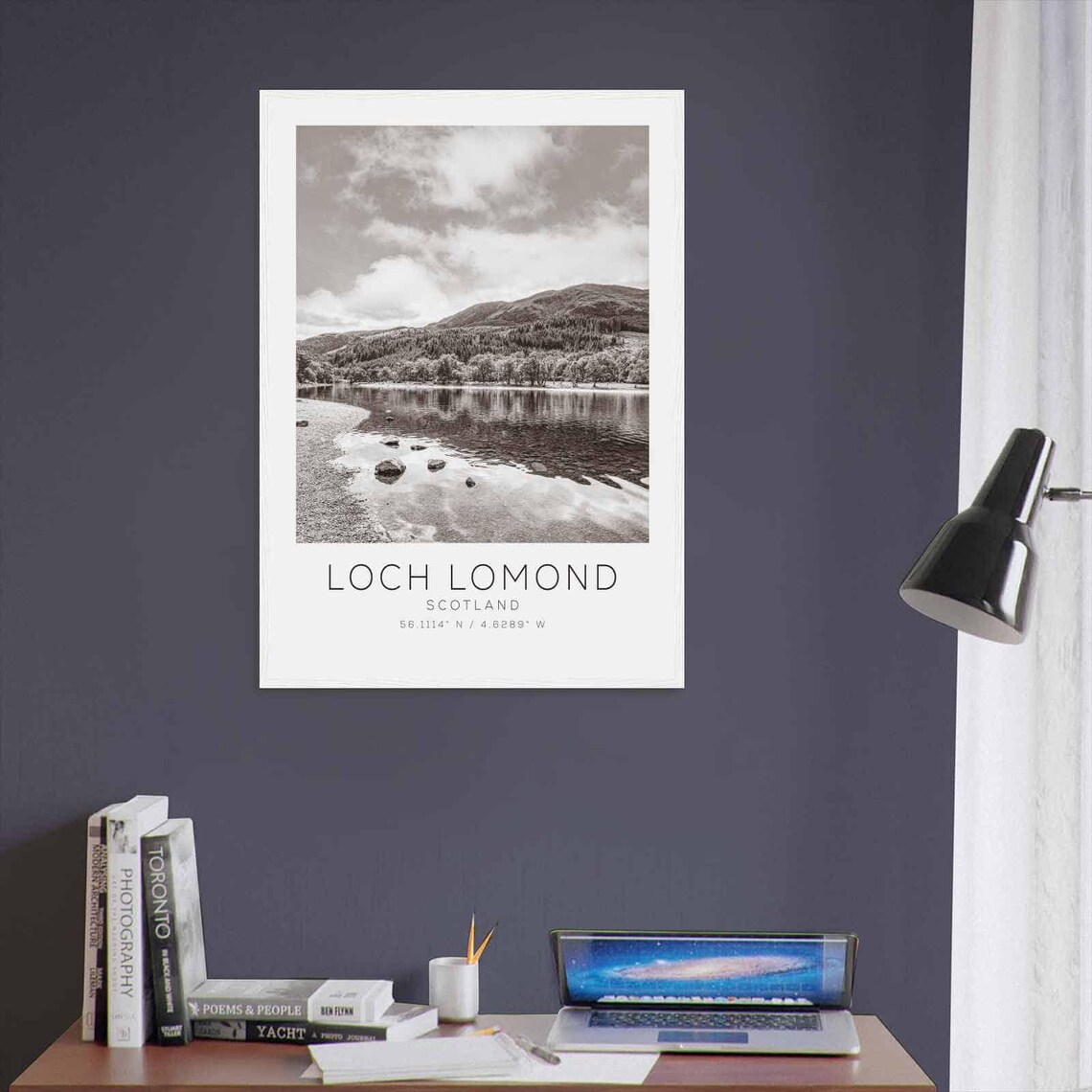 Loch Lomond Scotland Travel Photo Poster Bw Loch Lomond Travel Print Minimalist Travel Poster Print - Image 3