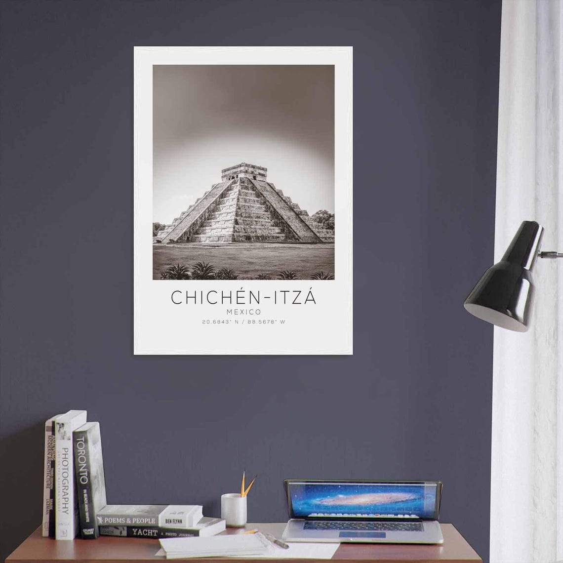 Chichen Itza Mexico El Castillo Pyramid Black and White Travel Poster - Image 3