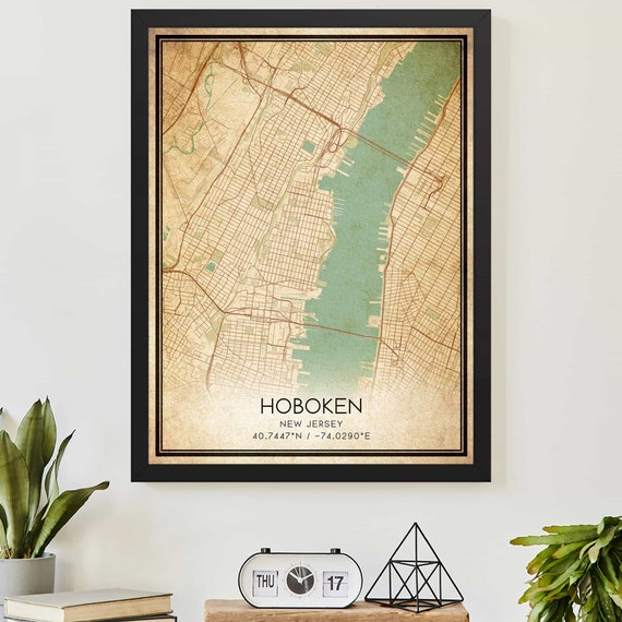 Vintage Hoboken New Jersey Map Print Poster