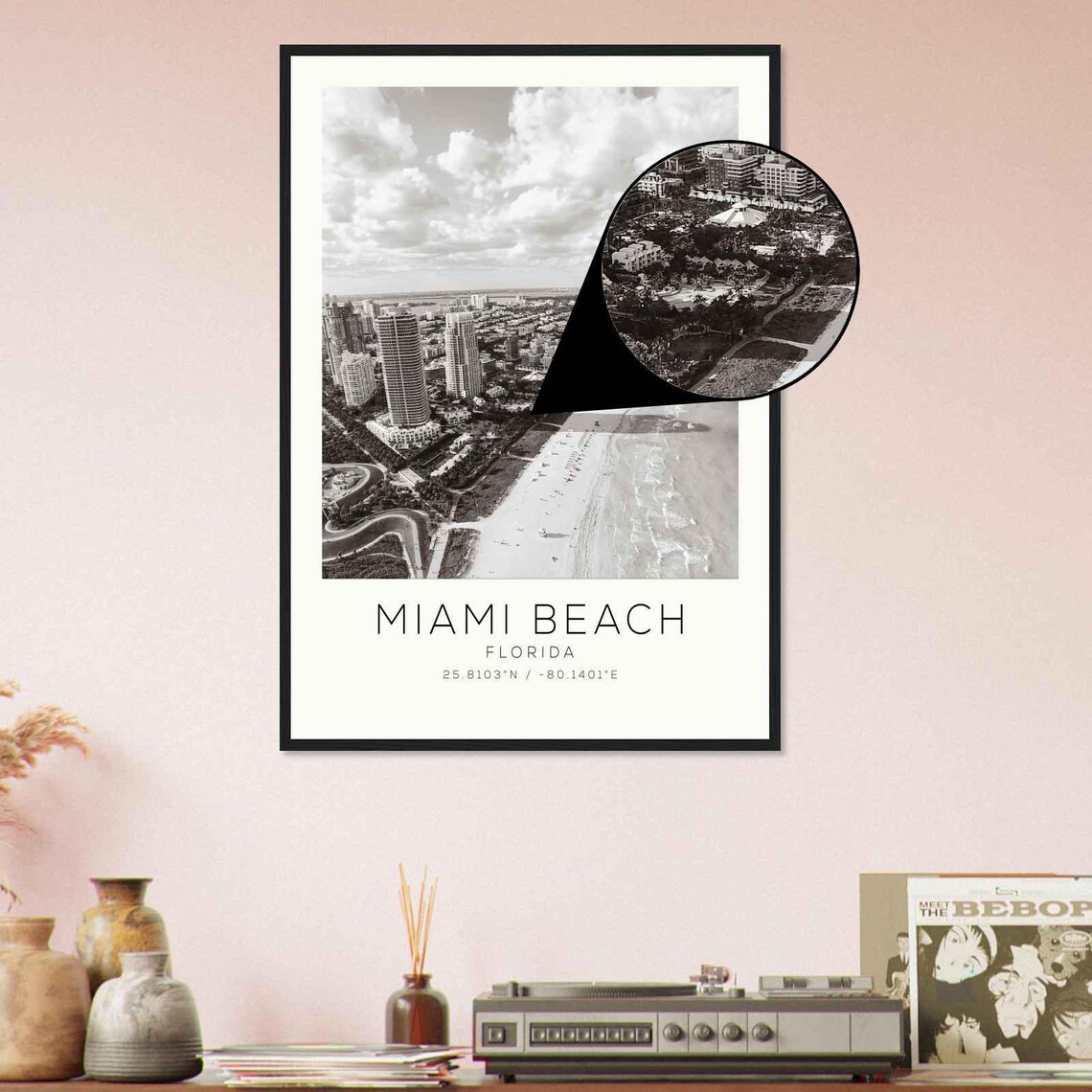 Miami Beach Florida Aerial Beachfront Minimalist Travel Poster - Image 4
