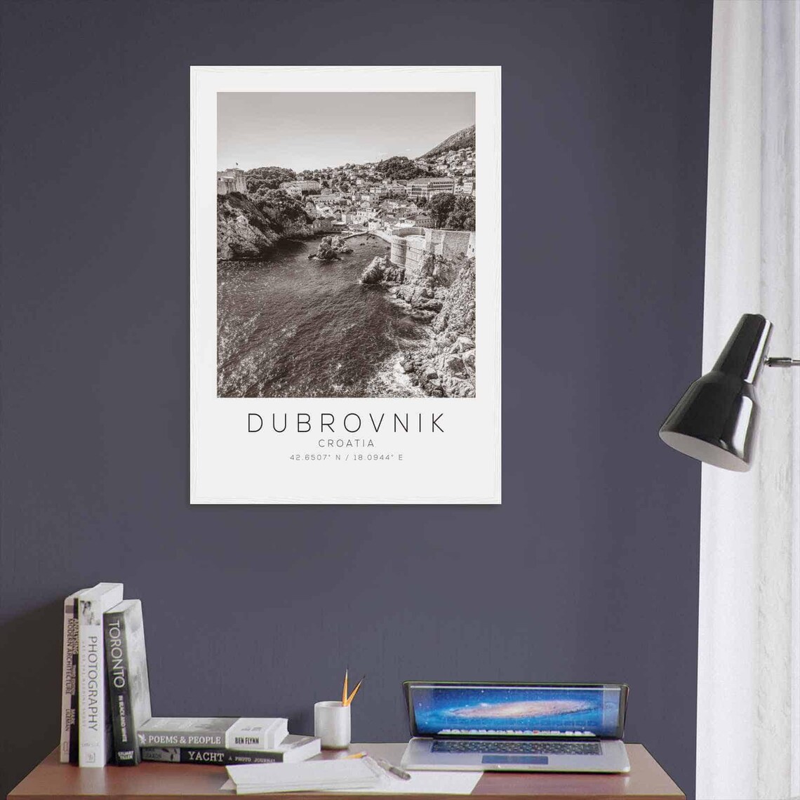 Dubrovnik Croatia Old Town Harbor Adriatic Black White Photo Poster - Image 3