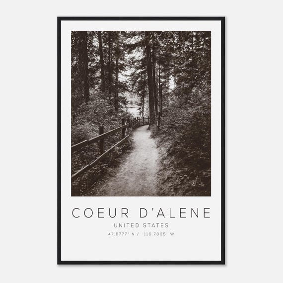 Coeur Dalene United States Travel Photo Poster Bw Print Minimalist