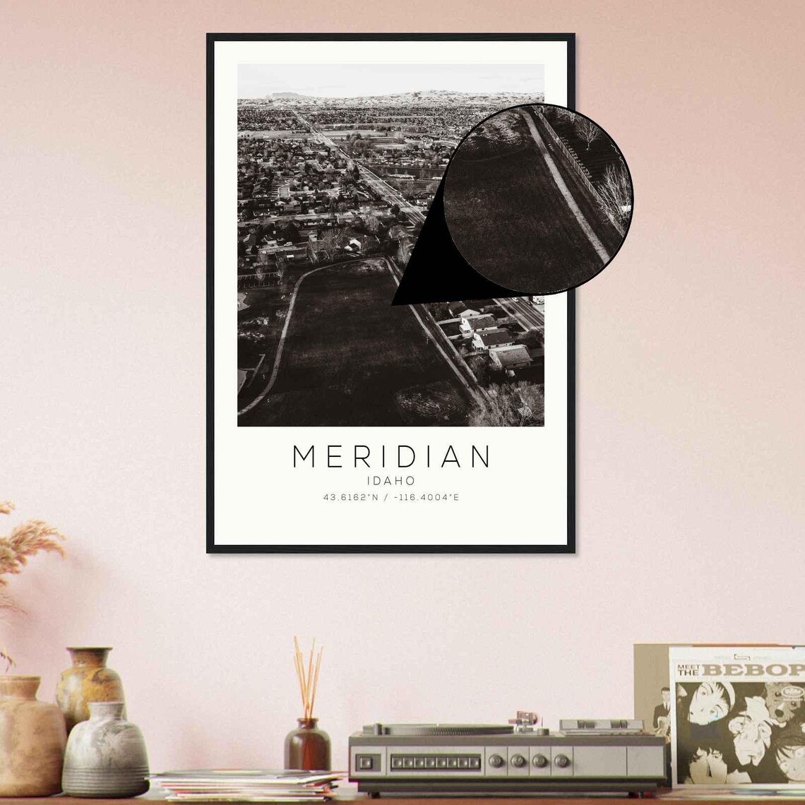 Meridian Idaho Suburban Aerial City View Minimalist Travel Poster - Image 4