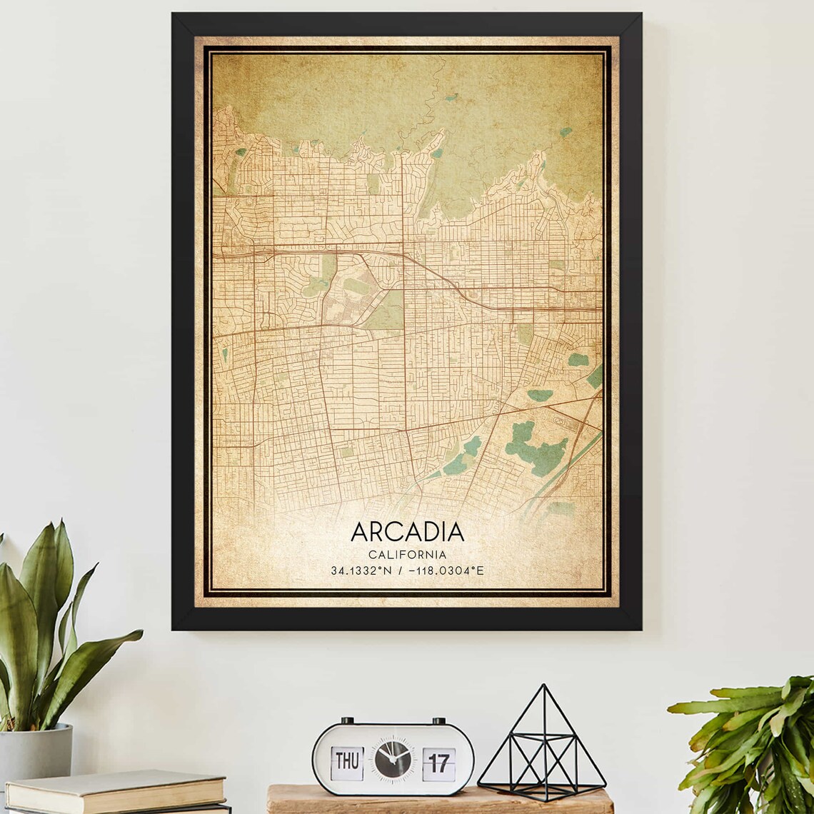 Vintage Arcadia Map Poster, Custom Travel Art